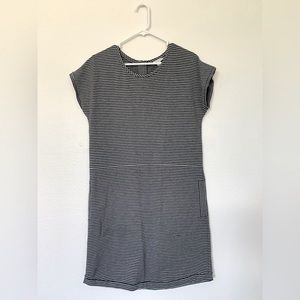 Garnet Hill black and gray striped knit dress. Size small.